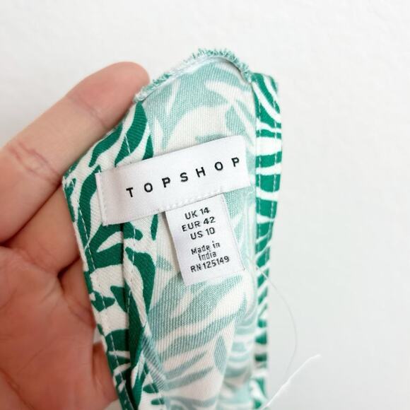 TOPSHOP TOP MATISSE BACK TIE TANK TOP GREEN LEAF SIZE US 10 NEW - Picture 6 of 6